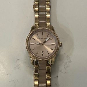 Michael Kors Women's Ritz Rose Gold Tone Acetate and Stainless Steel Watch 